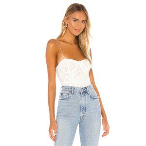 Stasia Lace Bodysuit in White & Nude